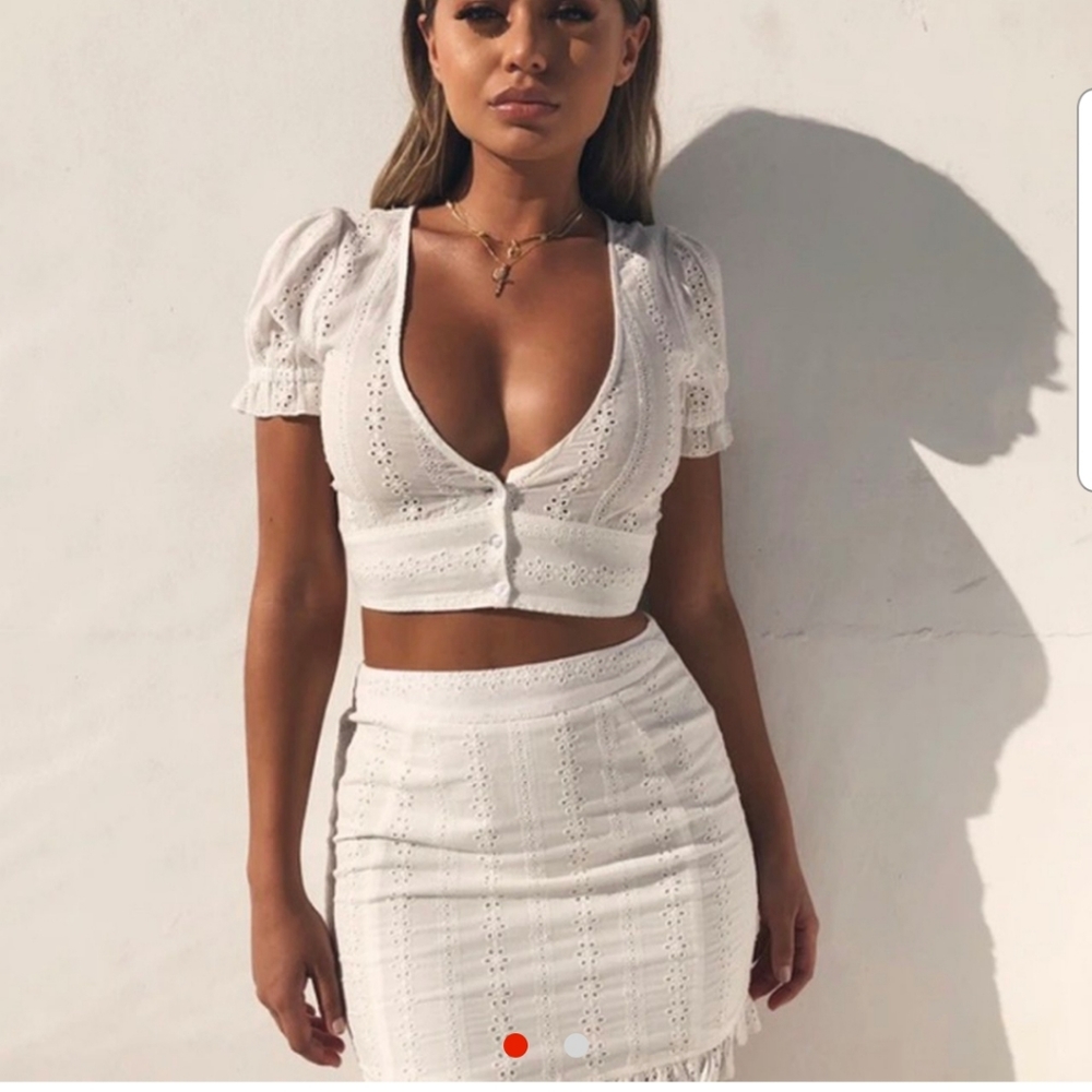 Fashion nova white skirt set